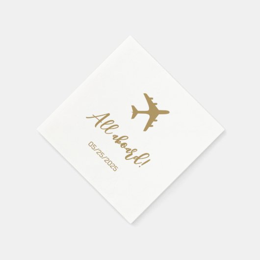 Kalligrafie blauw en goud boarding pass bruiloft servet (Hoek)