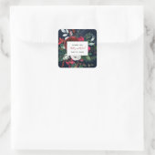 KALLIGRAFIE + BLOEI | Bourgogne & marine trouwdatu Vierkante Sticker (Tas)