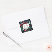 KALLIGRAFIE + BLOEI | Bourgogne & marine trouwdatu Vierkante Sticker (Envelop)