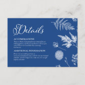 Kalligrafie & Bloemen Marseille Blauw Bruiloft Informatiekaartje (Voorkant)