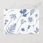 Kalligrafie & Bloemen Marseille Blauw Bruiloft Informatiekaartje (Achterkant)