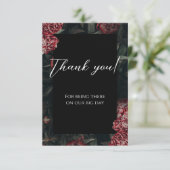 Kalligrafie Bloemen Pioen Gotische Bruiloft Bedankkaart (Staand voorkant)