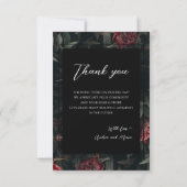 Kalligrafie Bloemen Pioen Gotische Bruiloft Bedankkaart (Achterkant)