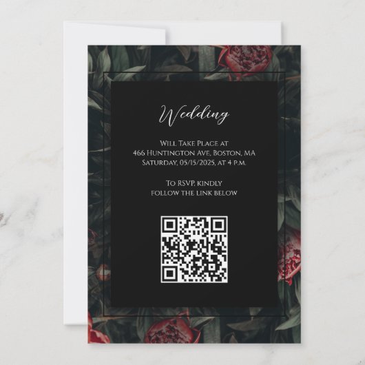 Kalligrafie bloemengotiek bruiloft uitnodiging (Achterkant)