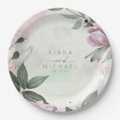 Kalligrafie Bloemige Trouw Mauve ID771 Papieren Bordje (Voorkant)