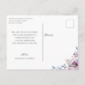 Kalligrafie Bloemige Trouwfoto Bedankt Briefkaart (Achterkant)