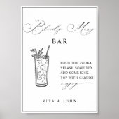 Kalligrafie Bloody Mary Bar Trouwbord Poster (Voorkant)