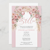 Kalligrafie blozen pioenen pampas boog we nog stee kaart (Voorkant / Achterkant)