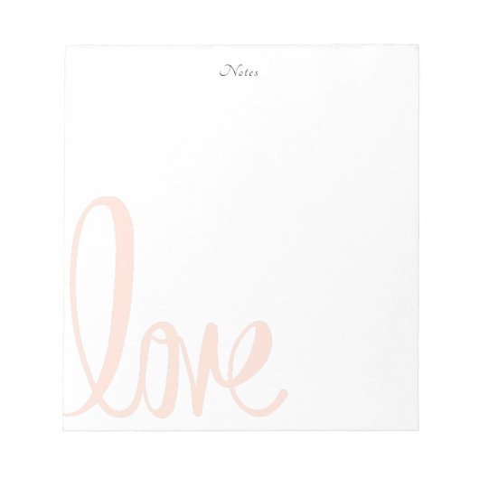 Kalligrafie Blush Pink Love gepersonaliseerd Notitieblok (Voorkant)