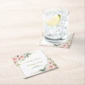 Kalligrafie blush roze rozen eucalyptus goud lijst kartonnen onderzetters (Insitu)