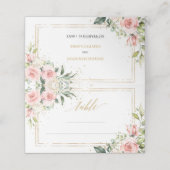 Kalligrafie blush roze rozen eucalyptus goud lijst plaatskaartje (Buitenkant ongevouwen)