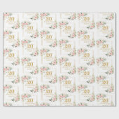 Kalligrafie blush roze rozen goud 20e verjaardag cadeaupapier (Vlak)