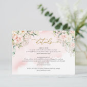 Kalligrafie blush roze rozen groen details kaart (Staand voorkant)