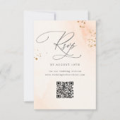 Kalligrafie Blush Roze Waterverf Bruiloft QR RSVP Kaartje (Voorkant)