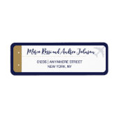 Kalligrafie Boarding Pass Bruiloft Retouradres Etiket (Voorkant)