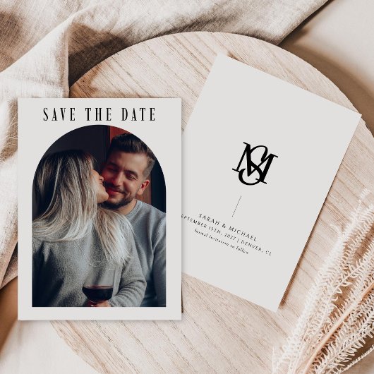 Kalligrafie Boho Boog Foto Trouw Monogram Save The Date