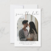 Kalligrafie Boho Boog Foto Trouw Monogram Save The Date (Voorkant)