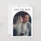 Kalligrafie Boho Boog Foto Trouw Monogram Save The Date (Voorkant)
