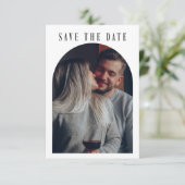 Kalligrafie Boho Boog Foto Trouw Monogram Save The Date (Staand voorkant)