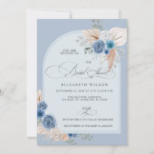 Kalligrafie Boho Dusty Blue Pampas Vrijgezellenfee Kaart (Voorkant)