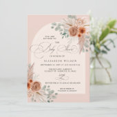 Kalligrafie Boho Terracotta Pampas Baby shower Kaart (Staand voorkant)