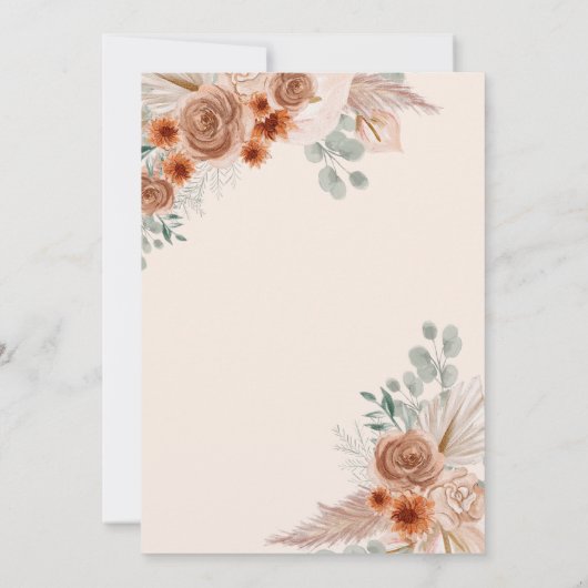 Kalligrafie Boho Terracotta Pampas Baby shower Kaart (Achterkant)