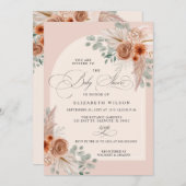 Kalligrafie Boho Terracotta Pampas Baby shower Kaart (Voorkant / Achterkant)