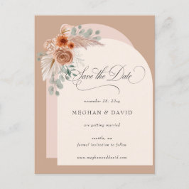Kalligrafie Boho Terracotta Pampas Save the Date Aankondigingskaart