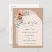 Kalligrafie Boho Terracotta Pampas Save the Date Aankondigingskaart (Voorkant / Achterkant)