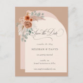 Kalligrafie Boho Terracotta Pampas Save the Date Aankondigingskaart (Voorkant)