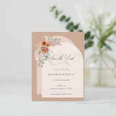 Kalligrafie Boho Terracotta Pampas Save the Date Aankondigingskaart (Staand voorkant)