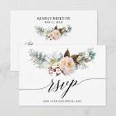 Kalligrafie Botanische Bloemen Bruiloft RSVP Kaart (Voorkant / Achterkant)