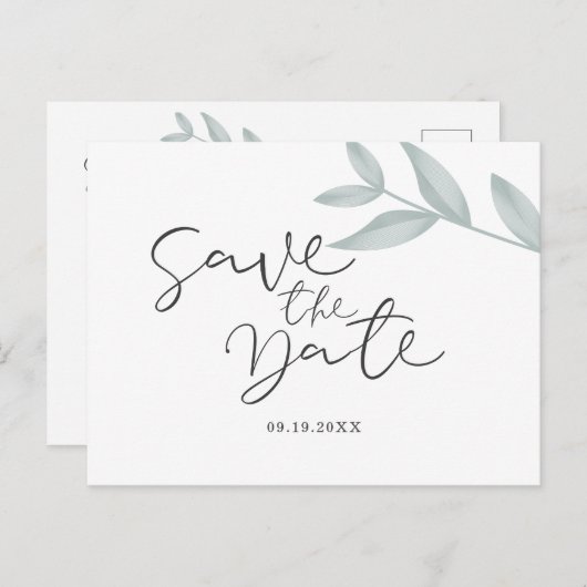 Kalligrafie Botanische bruiloft Opslaan Datum Aankondigingskaart (Voorkant / Achterkant)