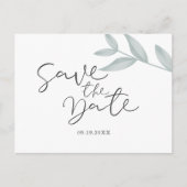 Kalligrafie Botanische bruiloft Opslaan Datum Aankondigingskaart (Voorkant)