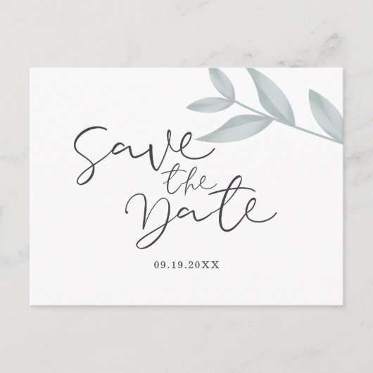 Kalligrafie Botanische bruiloft Opslaan Datum Aankondigingskaart (Voorkant)