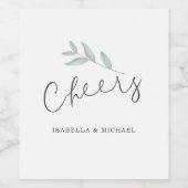 Kalligrafie Botanische bruiloft proost Wijn Etiket (Enkel label)