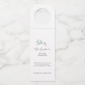 Kalligrafie Botanische bruiloft Welkom Flessenhanger (Voorkant)