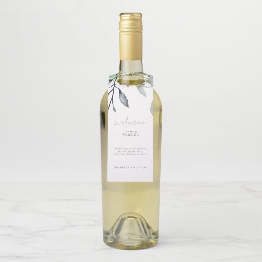 Kalligrafie Botanische bruiloft Welkom Flessenhanger (Op fles)