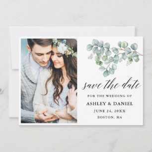 Kalligrafie Botanische Eucalyptusbladeren Save The Date