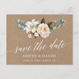 Kalligrafie Botanische Floral Kraft sparen de datu Briefkaart