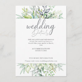Kalligrafie Botanische Trouwdetails Informatiekaartje