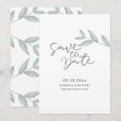 Kalligrafie Botanische Trouwkaart Save the Date (Voorkant / Achterkant)