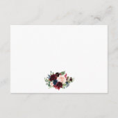 Kalligrafie Bourgondië Blauw Bloemen Bruiloft Deta Informatiekaartje (Achterkant)