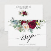 Kalligrafie Bourgondië Floral bruiloft maaltijd RS RSVP Kaartje (Voorkant / Achterkant)