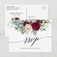 Kalligrafie Bourgondië Floral bruiloft RSVP