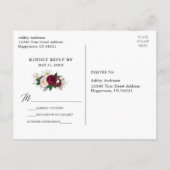 Kalligrafie Bourgondië Floral bruiloft RSVP Briefkaart (Achterkant)