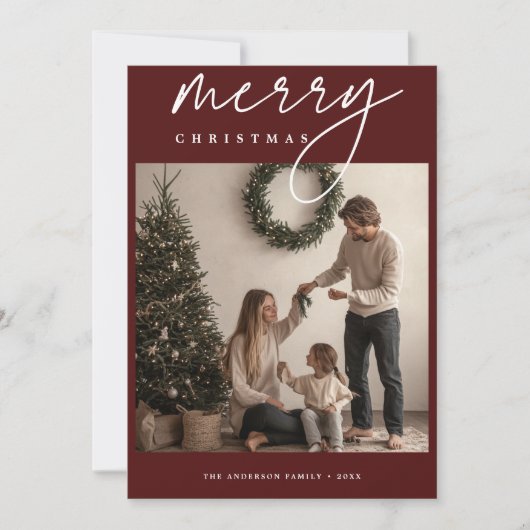 Kalligrafie Bourgondië Vrolijke Kerstkaart (Voorkant)