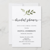 Kalligrafie Bruidsdouche uitnodiging met groen (Voorkant)