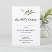 Kalligrafie Bruidsdouche uitnodiging met groen (Staand voorkant)