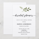 Kalligrafie Bruidsdouche uitnodiging met groen (Voorkant / Achterkant)